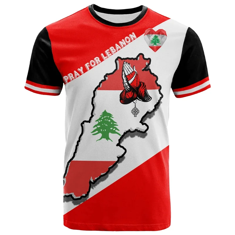 Libanon Flaggen T-Shirt – Camouflage Herren Shirt mit 3D-Print | Kurzarm Unisex