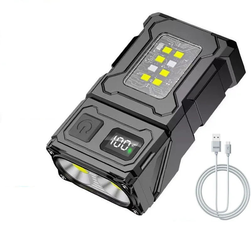 Mini LED Taschenlampe USB-C wiederaufladbar – COB Arbeitsleuchte mit Magnet & Powerbank-Funktion – Für Camping, Wandern & Notfälle