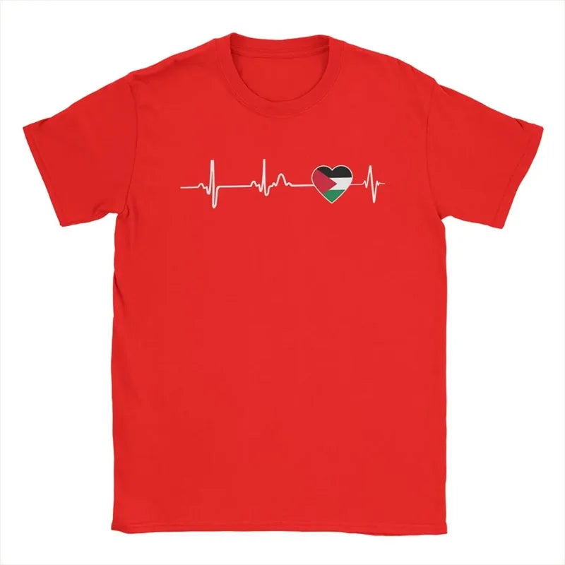 Heartbeat Palästina T-Shirt – Herren Kurzarmshirt mit Herzschlag-Print | Leicht & Schnelltrocknend