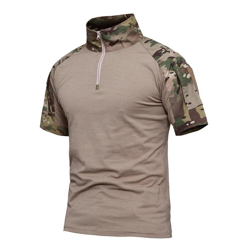 Herren Tactical T-Shirt – Kurzarm Outdoor Shirt aus Baumwoll-Polyester-Mix für Hiking, Camping & Freizeit