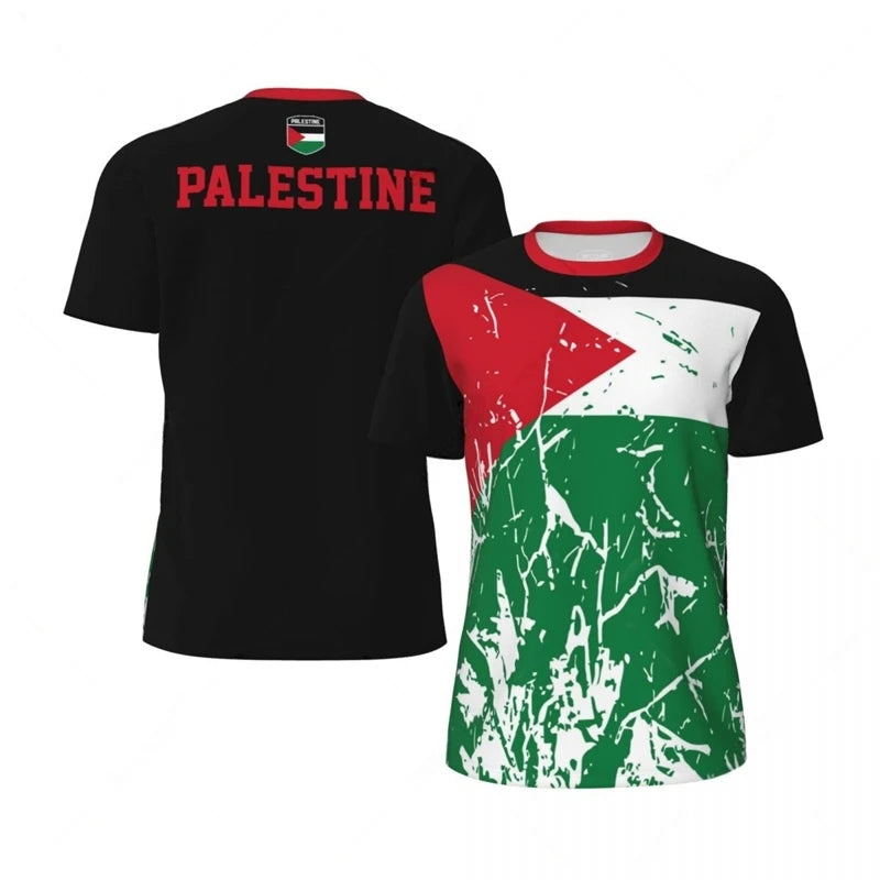 Palästina Fußball T-Shirt mit Flaggenmotiv – Atmungsaktives Unisex 3D-Print Jersey
