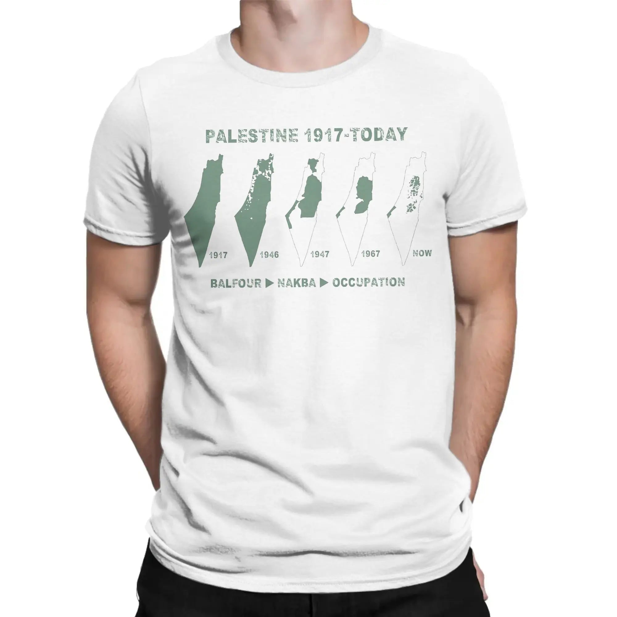 Palästina Herren T-Shirt aus 100 % Baumwolle – Landkarten-Print – Oversize Kurzarm Shirt