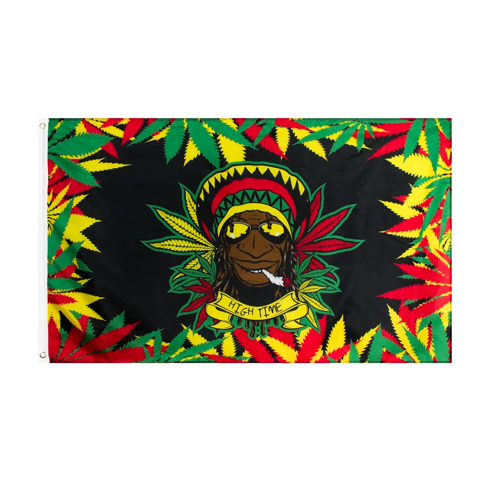 Peace Symbol Rasta Flagge 90 × 150 cm – Dekoflagge aus Polyester mit Friedenssymbol