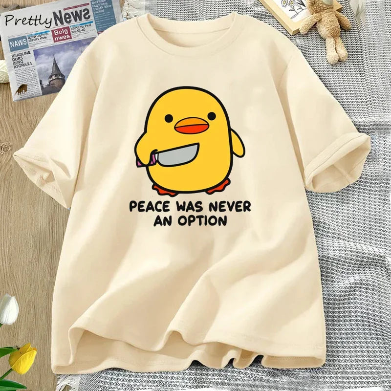 Peace Was Never An Option T-Shirt Damen & Herren – Lustiges Gänse Motiv aus Baumwolle