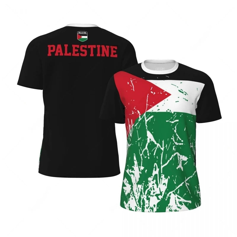 Palästina Fußball T-Shirt mit Flaggenmotiv – Atmungsaktives Unisex 3D-Print Jersey