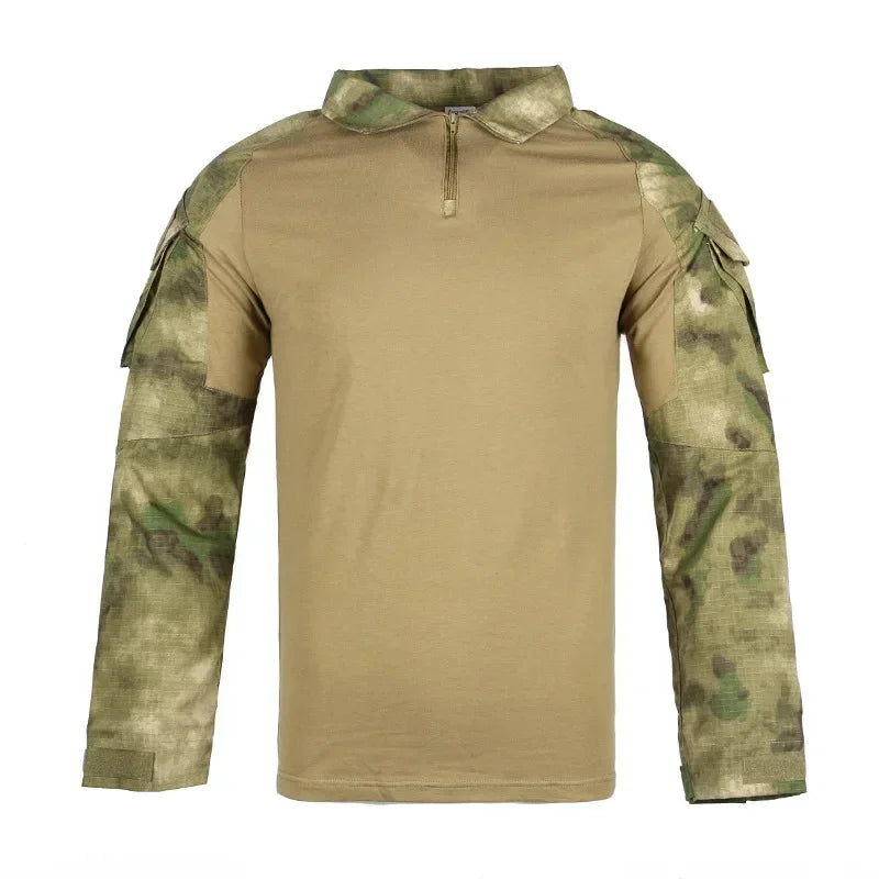 Taktisches Langarm Camouflage Shirt – Herren Outdoor Hunting & Hiking T-Shirt – Atmungsaktiv für Trekking, Airsoft & Camping