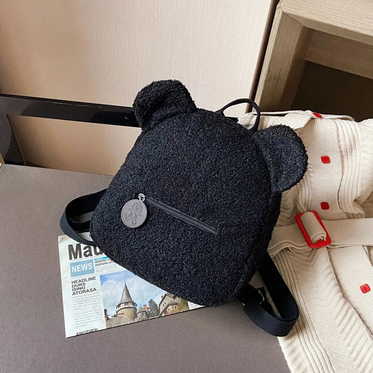 Plüsch Rucksack mit Bärenohren – Kuscheliger Damen- & Kinderrucksack im Korean Style