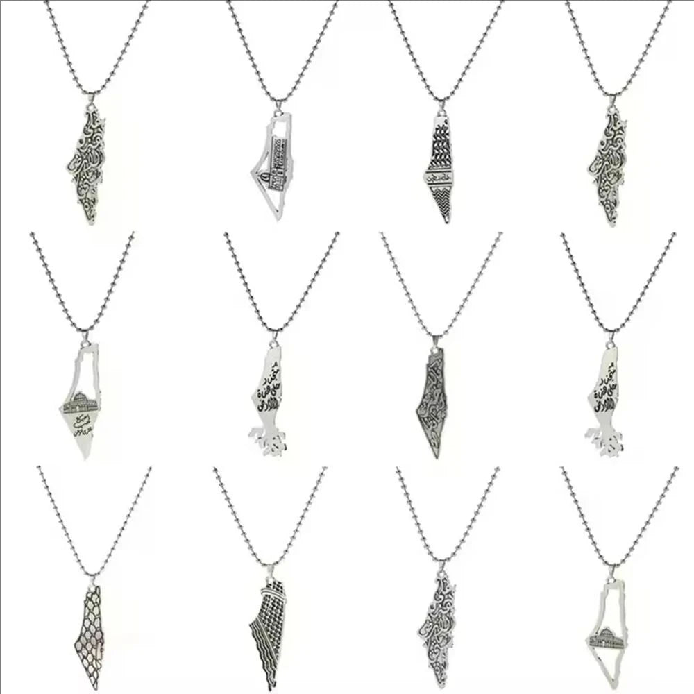 Palästina Karten-Anhänger Halskette – Unisex Kette mit Flaggenmotiv