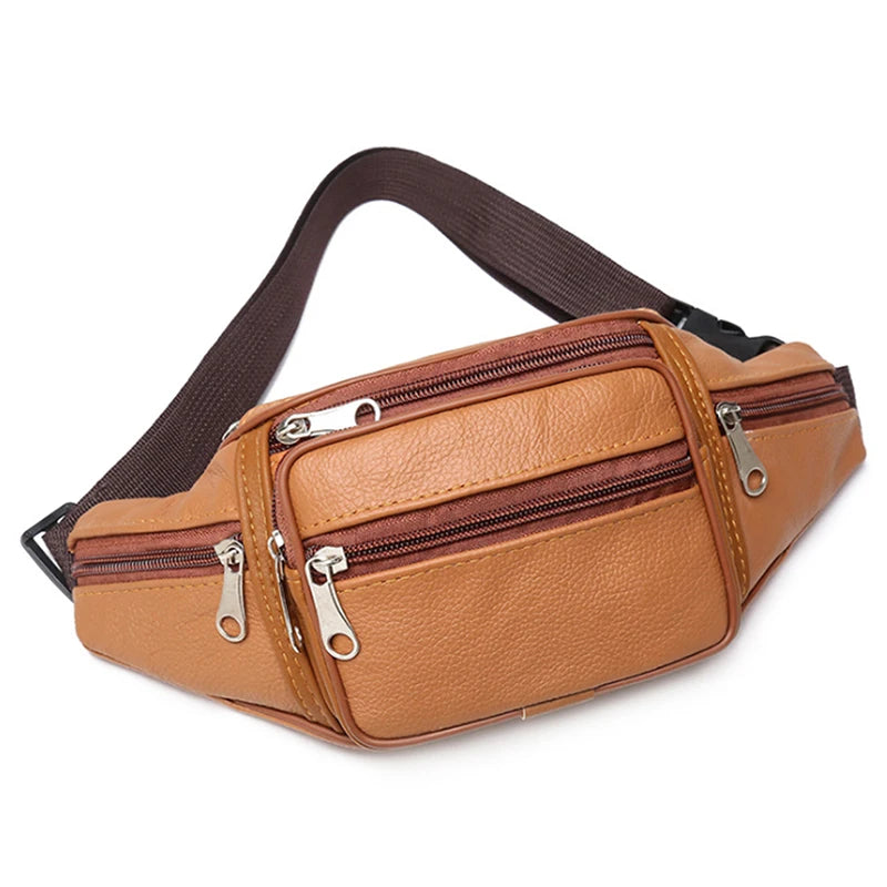 Herren Bauchtasche aus PU-Leder – Modische Gürteltasche mit verstellbarem Hüftgurt – 30 × 10 × 13 cm