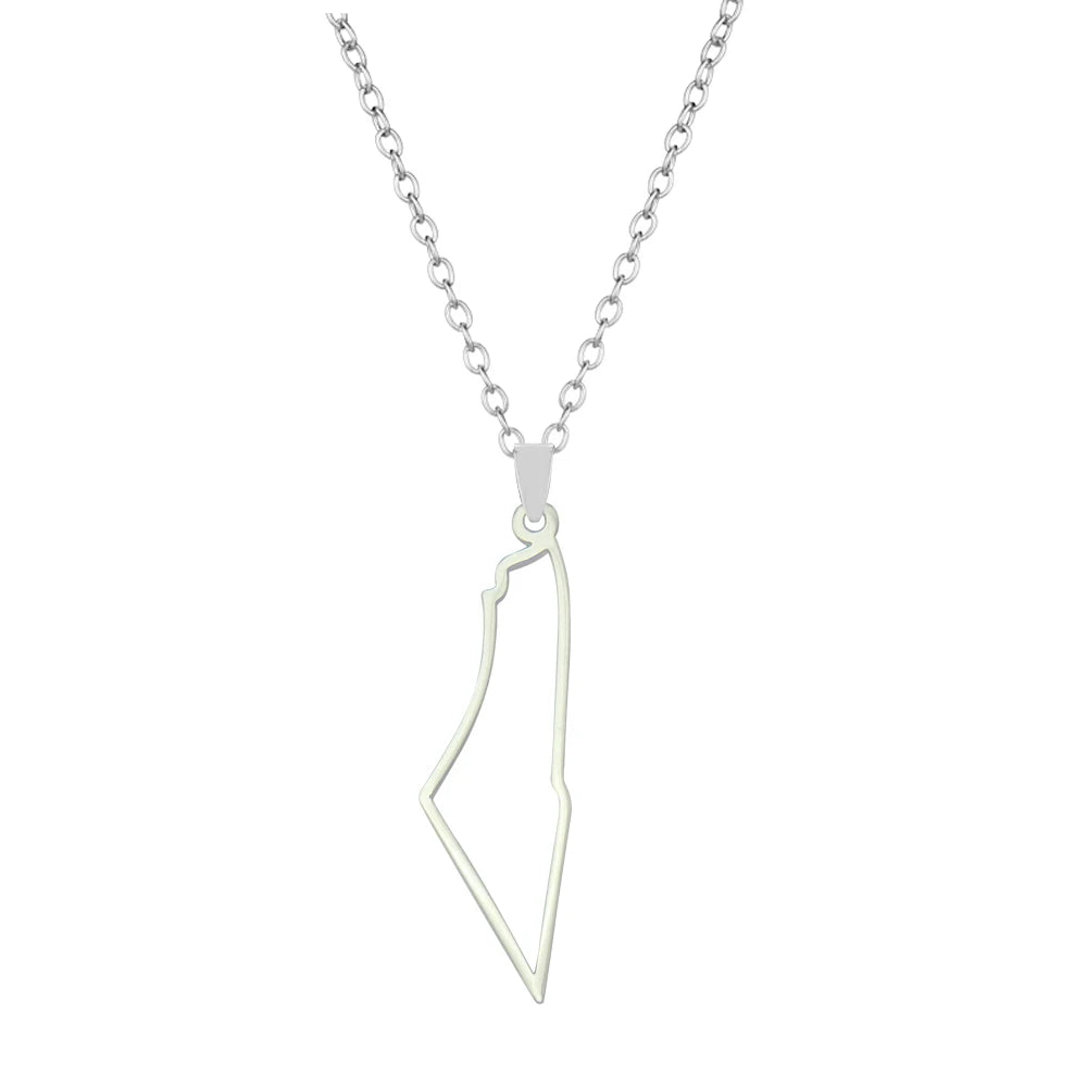Palästina Flaggen-Halskette – Edelstahl-Look Anhängerkette für Damen & Herren