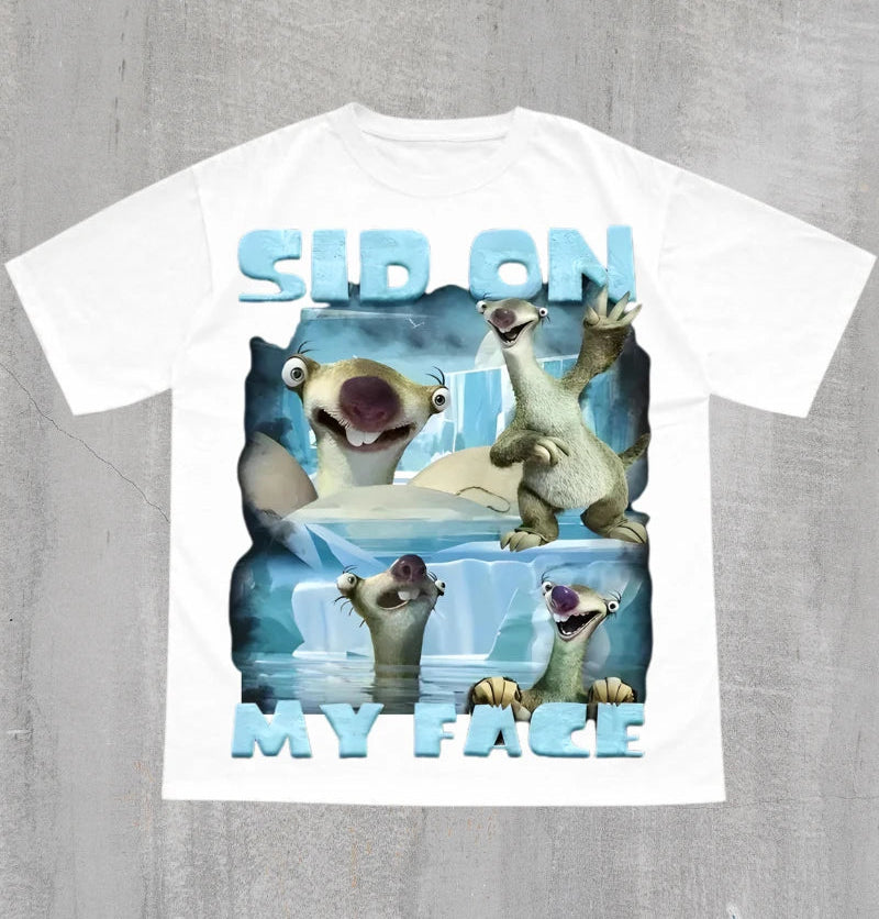 Sid On My Face Meme T-Shirt – Lustiges Herren & Unisex Baumwoll-Shirt – Kurzarm Graphic Tee – Größen S–4XL