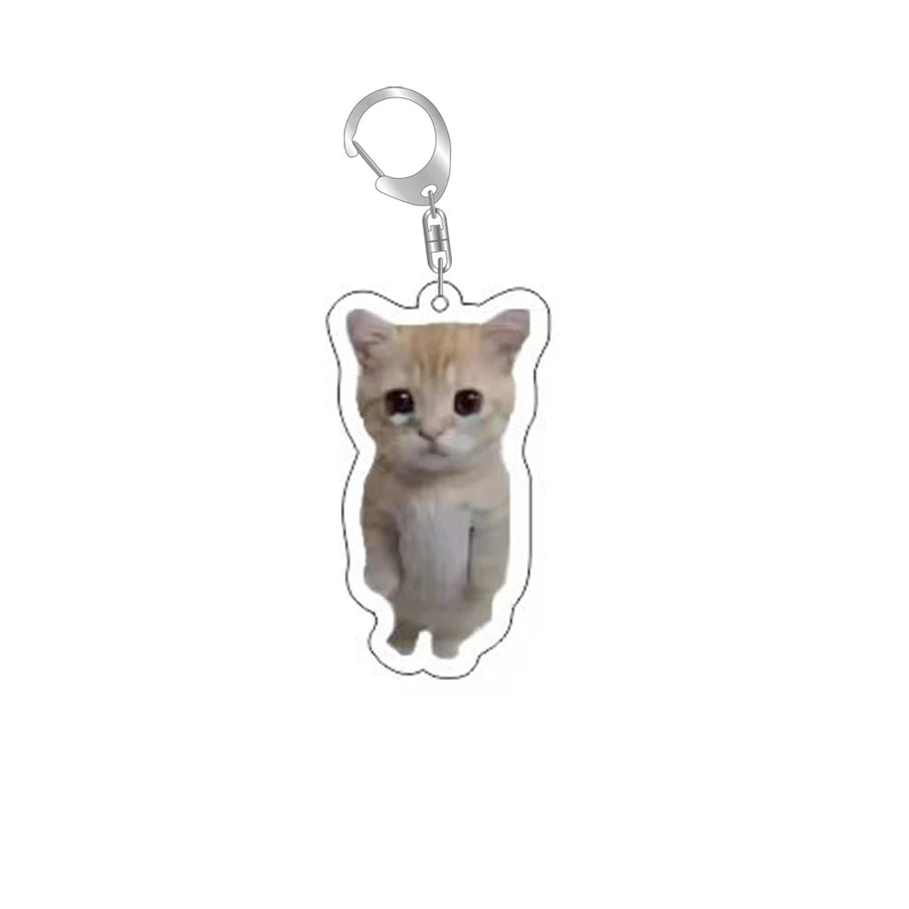 Lustiger Meme Schlüsselanhänger – Acryl Anhänger mit Katze oder Hund – Schlüsselring für Tasche, Auto & Smartphone