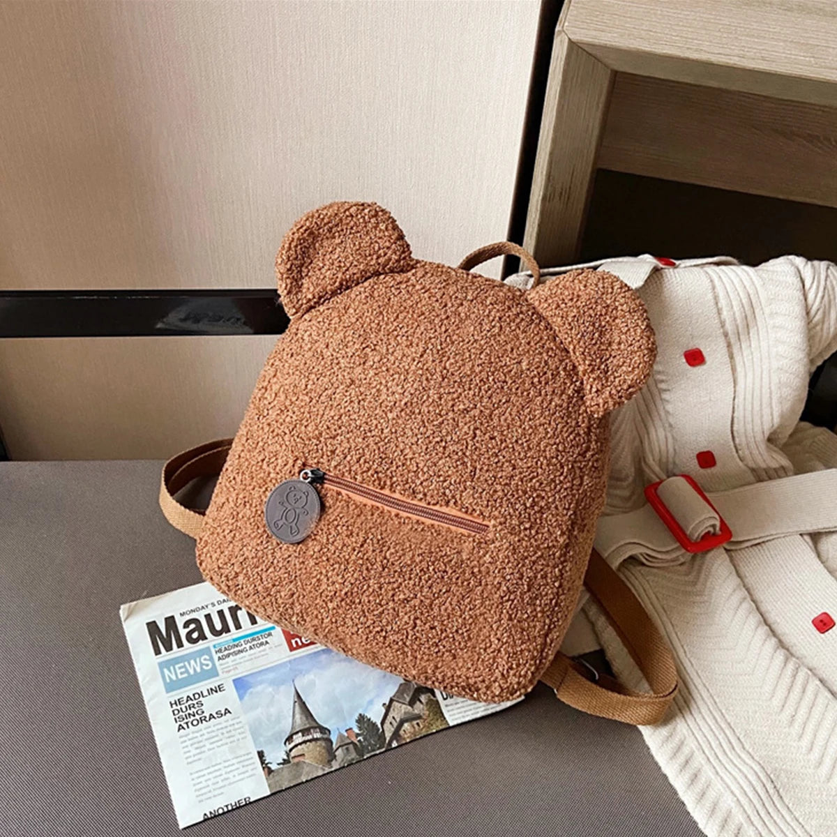 Plüsch Rucksack mit Bärenohren – Kuscheliger Damen- & Kinderrucksack im Korean Style