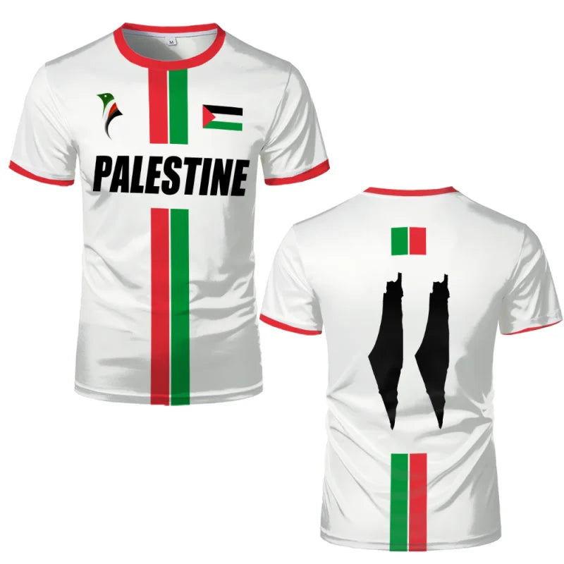 Herren T-Shirt mit Palästina-Karte und Flaggenmotiv – 3D Print, Rundhals, Kurzarm, Lockeres Sommer Casual Streetwear Shirt