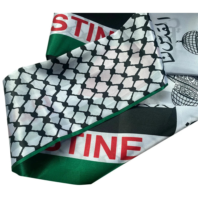Palästina Schal 14 × 130 cm – Satin-Fanschal mit Palästina-Flagge