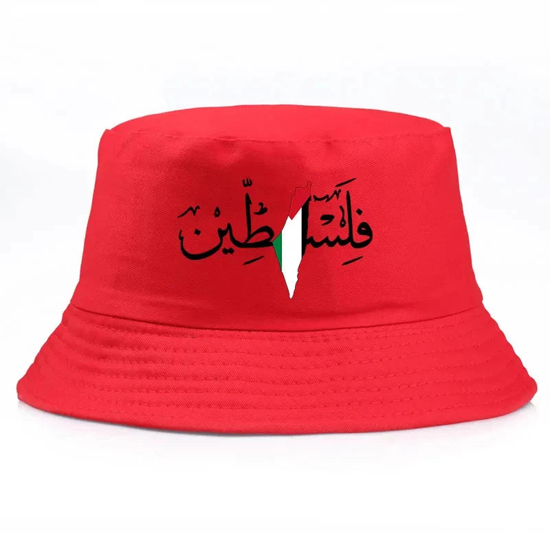 Palästina Bucket Hat mit arabischer Kalligrafie & Palästina-Karte – Wendbarer Fischerhut für Damen & Herren | Sommer Sonnenhut Unisex