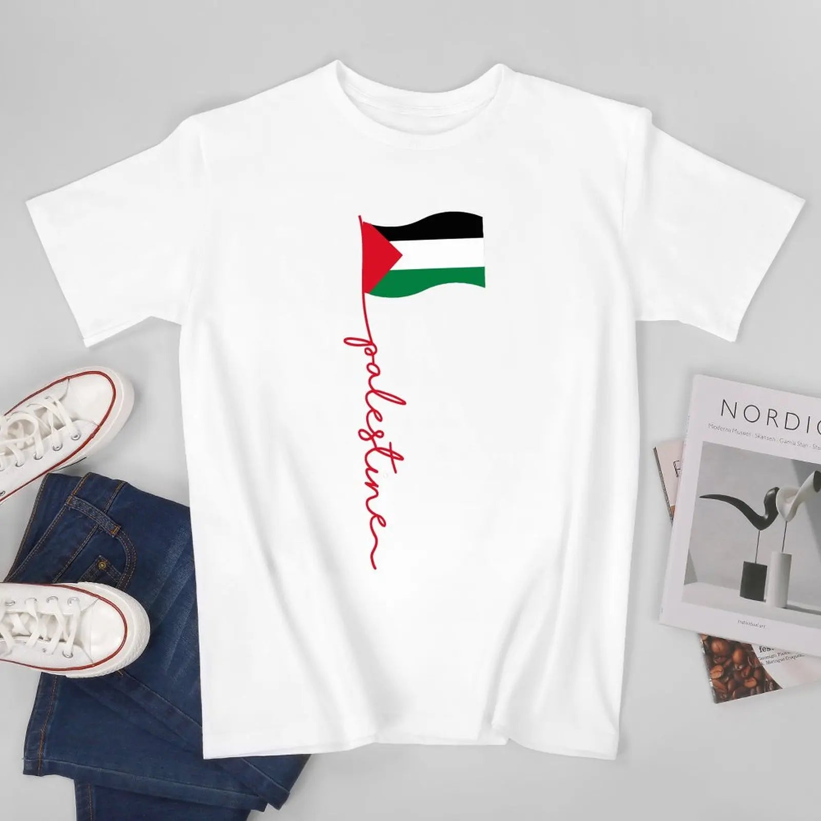 Palästina Flaggen T-Shirt – Unisex Baumwollshirt mit Print | Kurzarm Rundhals