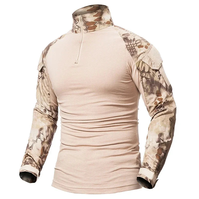 Taktisches Langarm Camouflage Shirt – Herren Outdoor Hunting & Hiking T-Shirt – Atmungsaktiv für Trekking, Airsoft & Camping