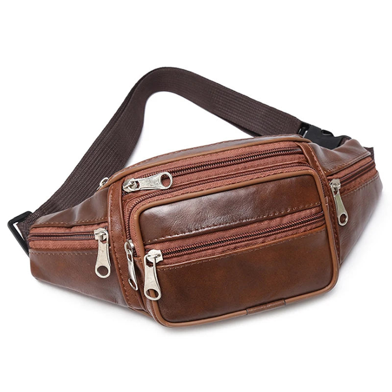 Herren Bauchtasche aus PU-Leder – Modische Gürteltasche mit verstellbarem Hüftgurt – 30 × 10 × 13 cm