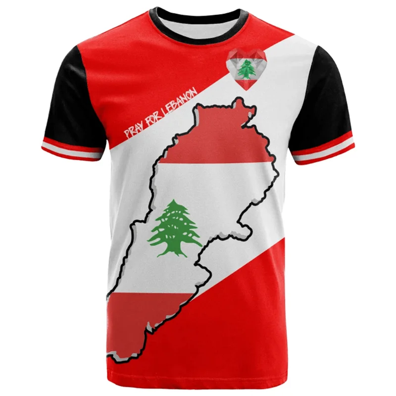 Libanon Flaggen T-Shirt – Camouflage Herren Shirt mit 3D-Print | Kurzarm Unisex