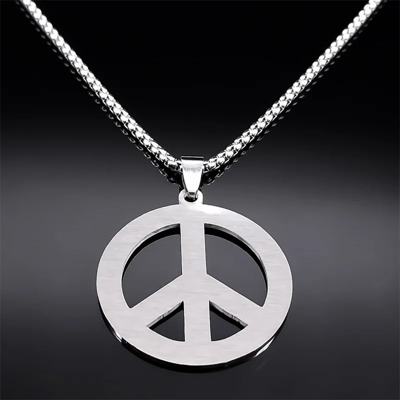 Peace Symbol Halskette aus Edelstahl – Silberfarbene Kette mit Peace-Anhänger für Damen & Herren