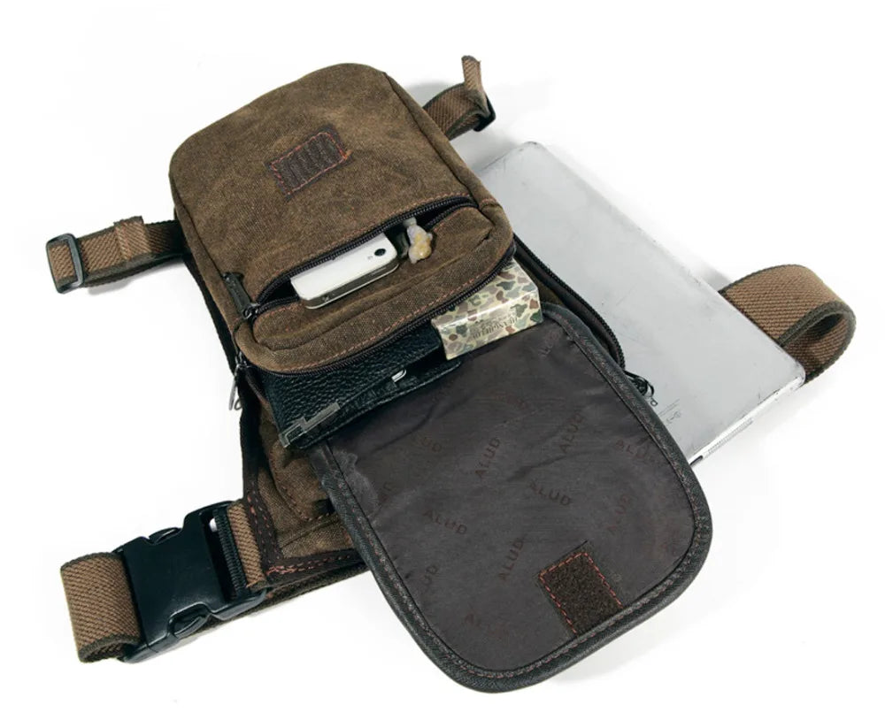Herren Bein- & Hüfttasche – Tactical Drop Leg Bag aus Canvas oder Nylon – Motorrad-, Outdoor- & Gürteltasche