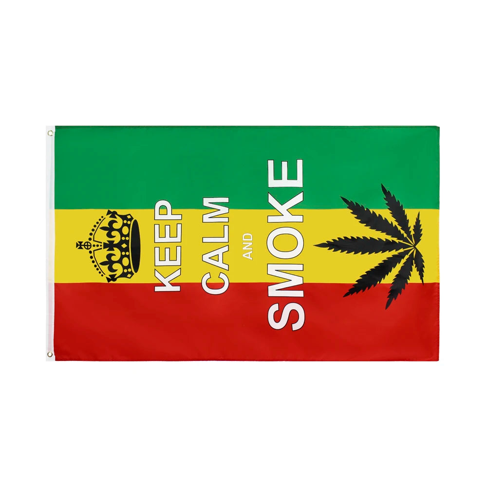 Peace Symbol Rasta Flagge 90 × 150 cm – Dekoflagge aus Polyester mit Friedenssymbol