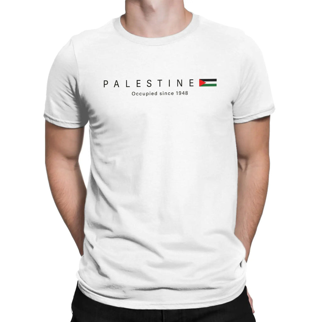 Palästina Flagge T-Shirt Herren – Baumwoll-Shirt mit Palästina-Karte, Rundhals, Sommer Streetwear, Kurzarm, Große Größen