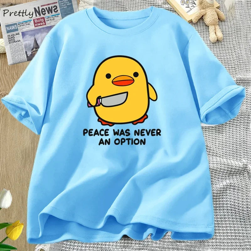 Peace Was Never An Option T-Shirt Damen & Herren – Lustiges Gänse Motiv aus Baumwolle