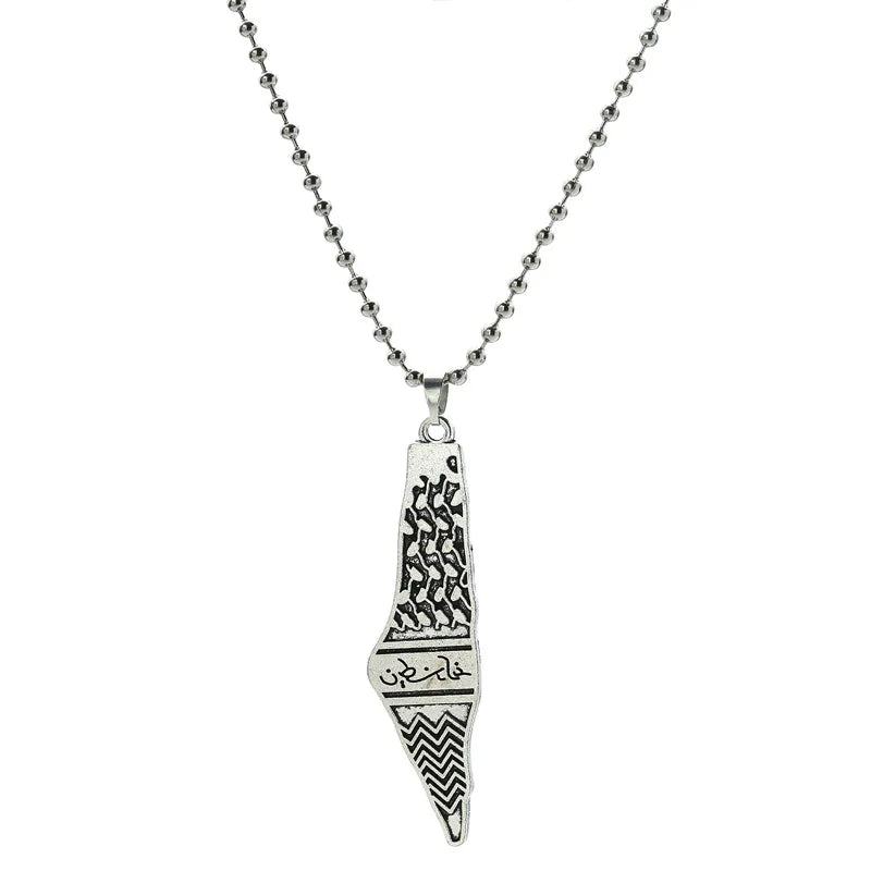Palästina Karten-Anhänger Halskette – Unisex Kette mit Flaggenmotiv