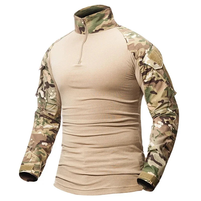 Taktisches Langarm Camouflage Shirt – Herren Outdoor Hunting & Hiking T-Shirt – Atmungsaktiv für Trekking, Airsoft & Camping