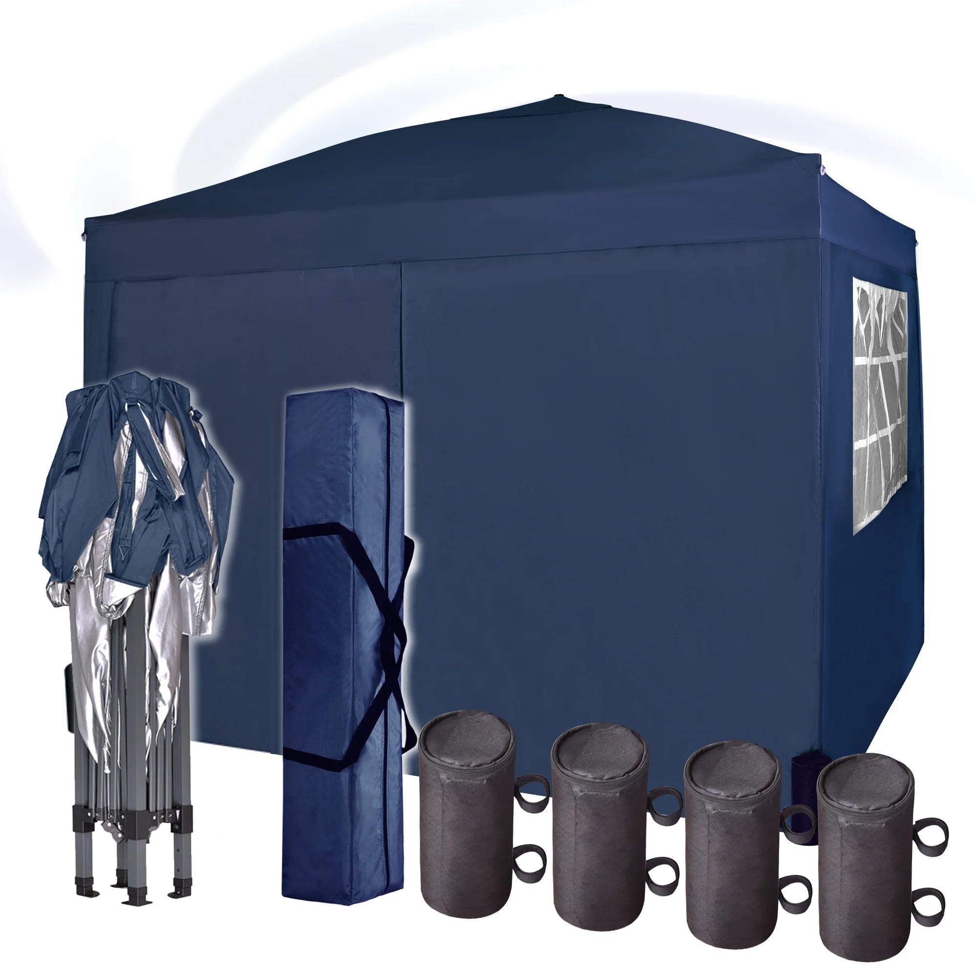 Pop-Up Pavillon 3 × 3 m mit Seitenwänden – Wasserdichter Faltpavillon inkl. Gewichtsäcke & Tragetasche
