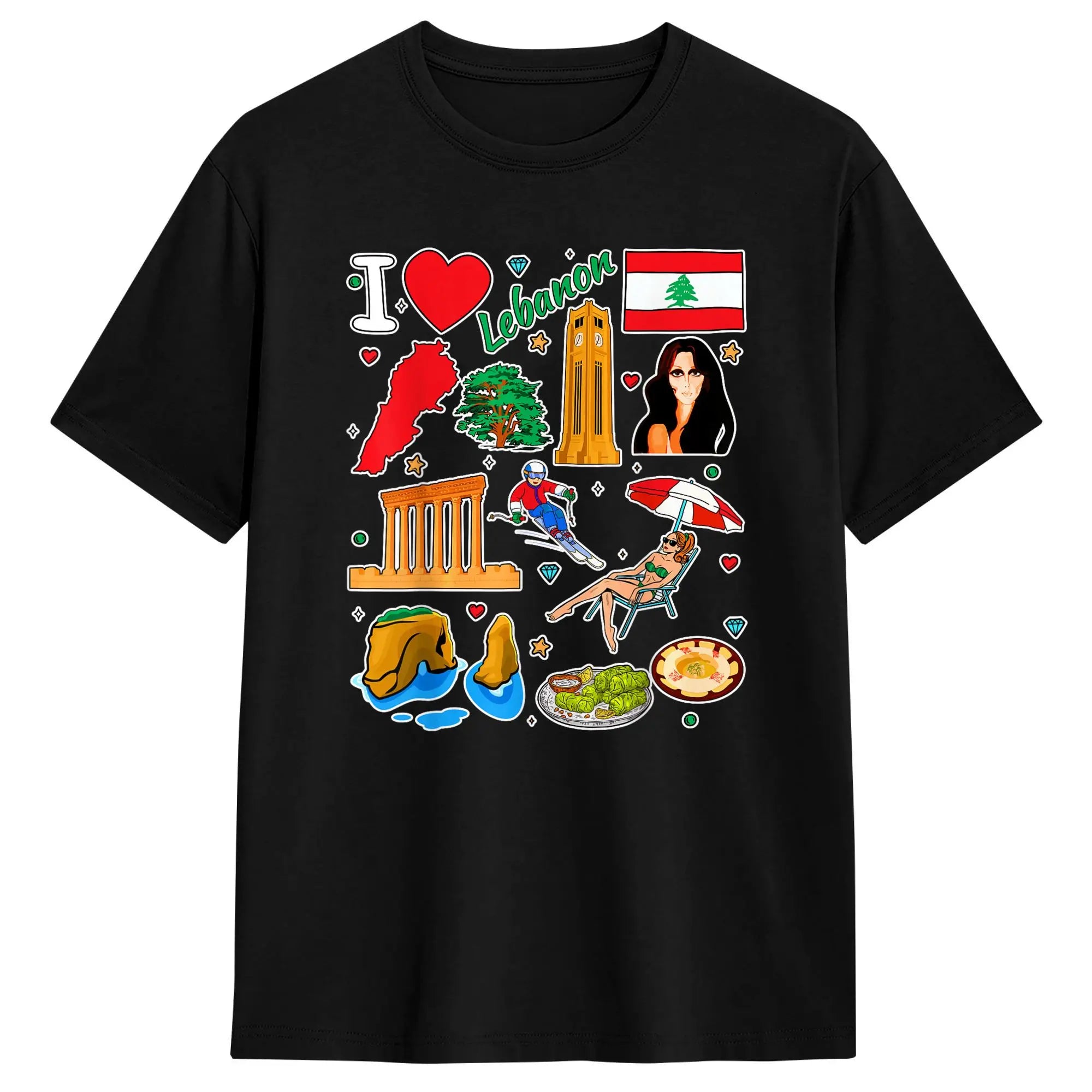 Libanon & Palästina T-Shirt aus 100 % Baumwolle – Unisex Kurzarmshirt mit Flaggen-Design