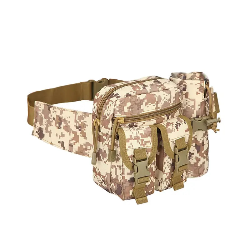 Taktische Gürteltasche mit Flaschenhalter – 6L Outdoor Hüfttasche aus 800D Oxford – Für Wandern, Camping & Trekking