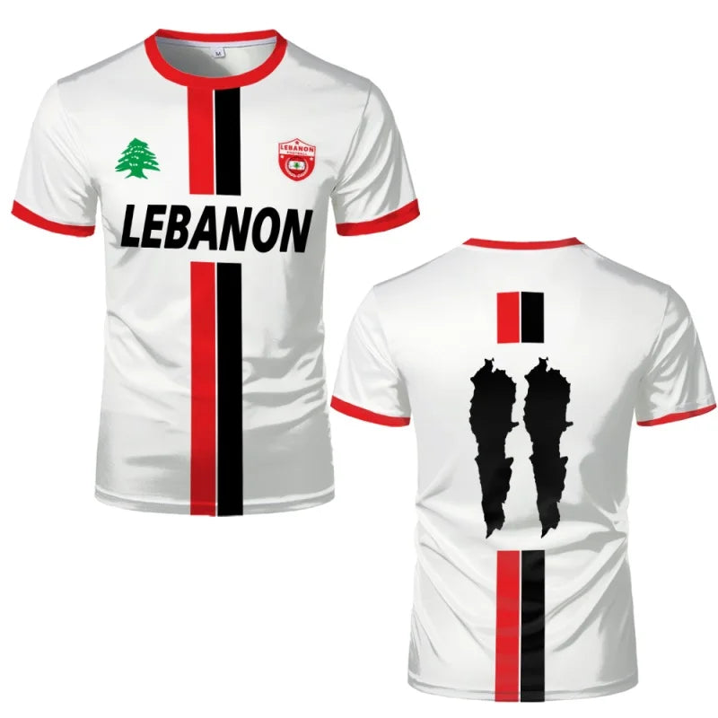 Libanon Fußball T-Shirt – 3D Flaggen-Print – Atmungsaktives Unisex Kurzarmshirt