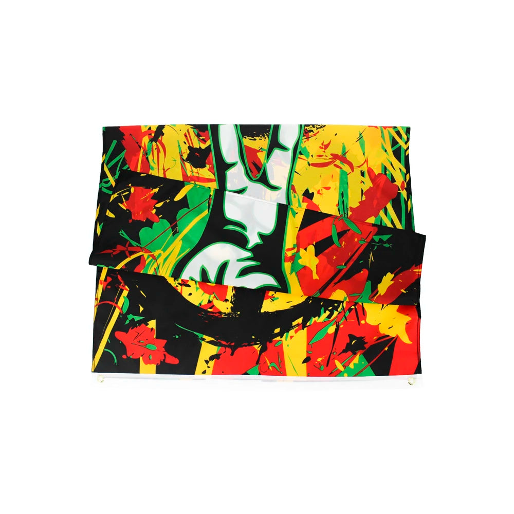 Peace Symbol Rasta Flagge 90 × 150 cm – Dekoflagge aus Polyester mit Friedenssymbol