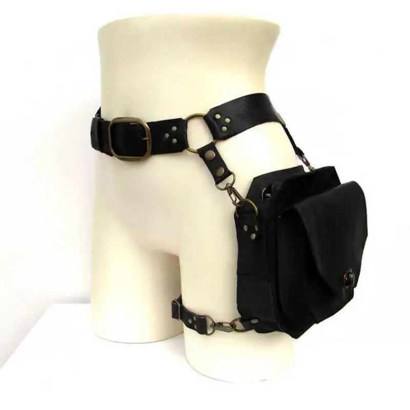 Vintage Gürteltasche aus PU-Leder – Unisex Hüft- & Beintasche im Biker- und Mittelalter-Design