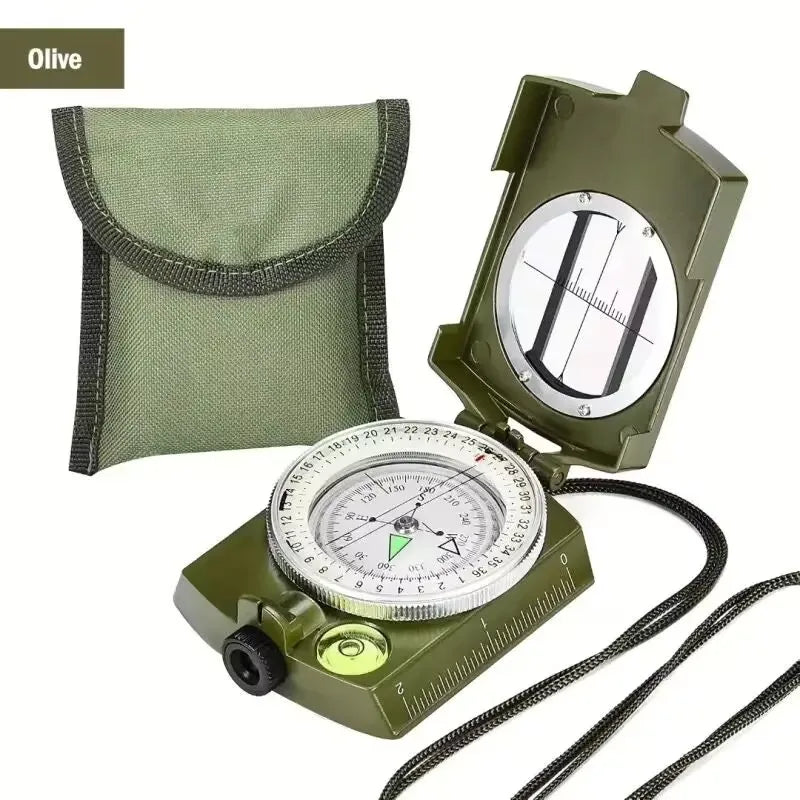 Militär-Kompass aus Metall – Wasserdichter Survival-Kompass mit Fluoreszenzanzeige & Neigungsmesser
