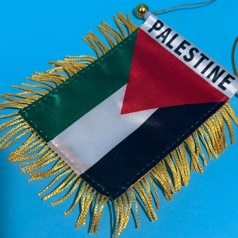 Palästina Autoflagge 8 × 12 cm – Doppelseitig bedruckte Mini-Fensterflagge