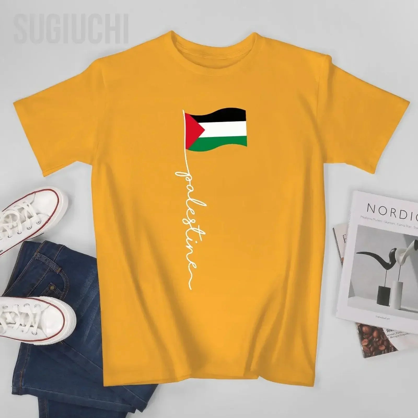 Palästina Flaggen T-Shirt – Unisex Baumwollshirt mit Print | Kurzarm Rundhals