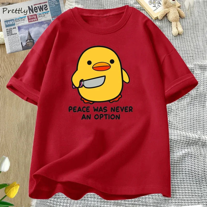 Peace Was Never An Option T-Shirt Damen & Herren – Lustiges Gänse Motiv aus Baumwolle