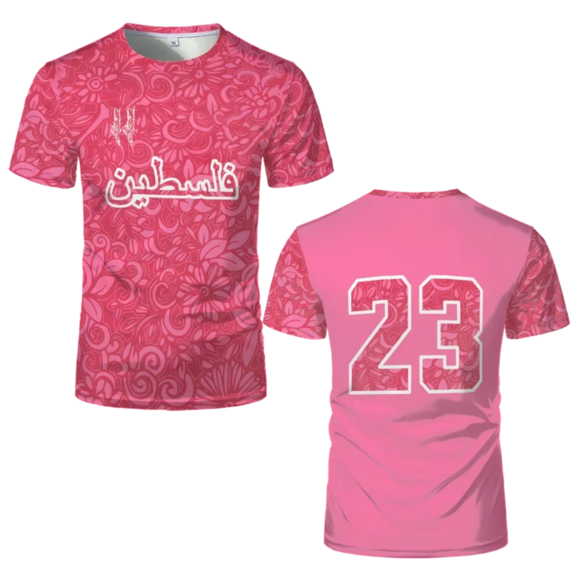Palästina Fußball T-Shirt – Damen 3D-Print Jersey mit Flaggenmotiv | Atmungsaktives Kurzarm-Shirt