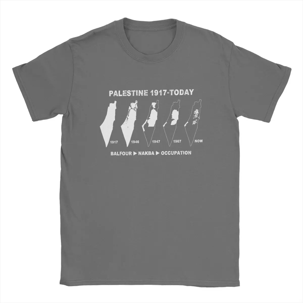 Herren T-Shirt mit Palästina-Kartenmotiv – 100 % Baumwolle | Kurzarm Casual Shirt