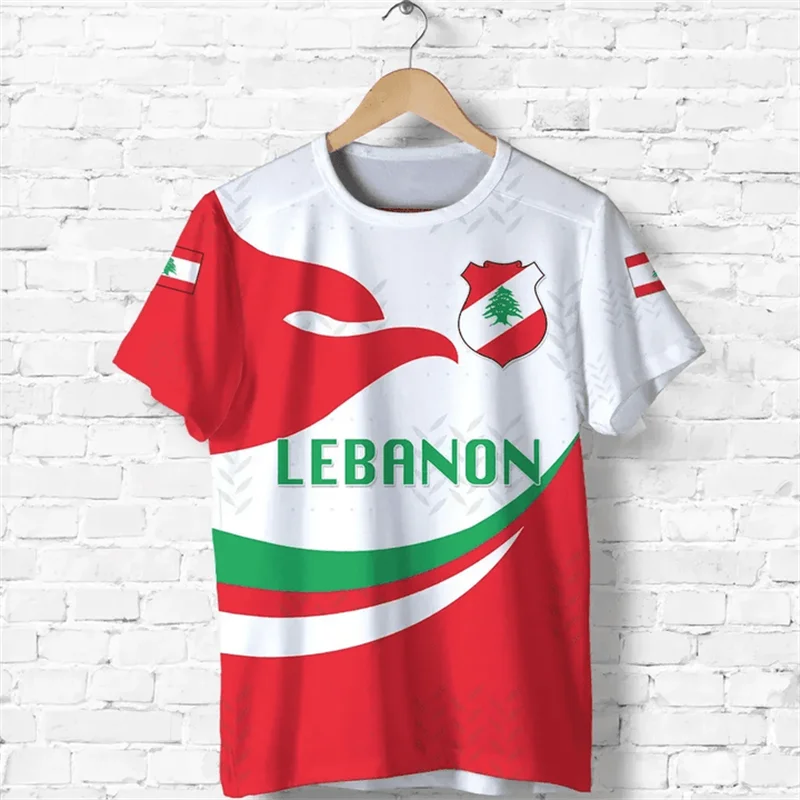 Libanon Flaggen T-Shirt – Camouflage Herren Shirt mit 3D-Print | Kurzarm Unisex