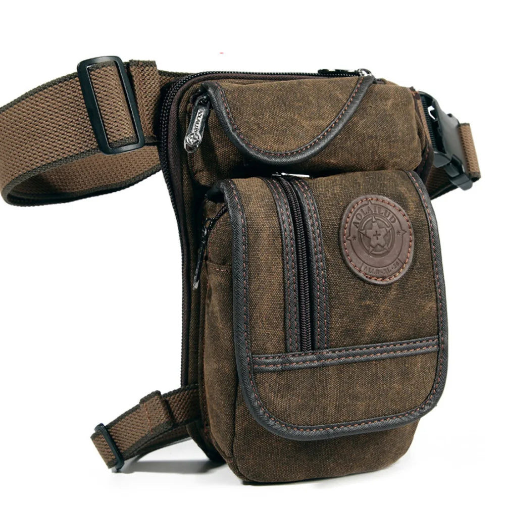 Herren Bein- & Hüfttasche – Tactical Drop Leg Bag aus Canvas oder Nylon – Motorrad-, Outdoor- & Gürteltasche