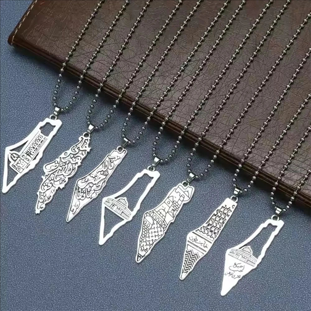 Palästina Karten-Anhänger Halskette – Unisex Kette mit Flaggenmotiv