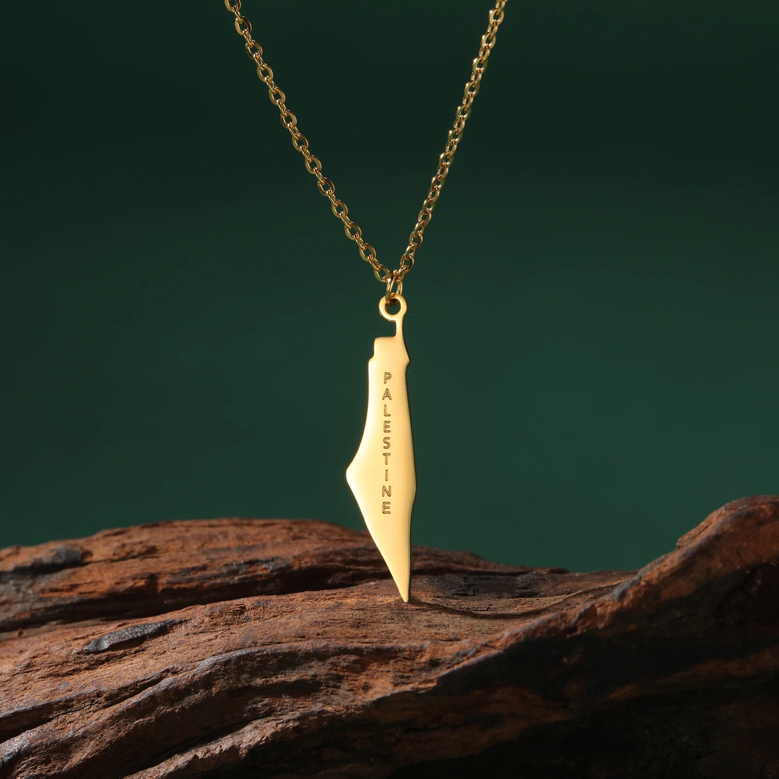 Palästina Halskette aus Edelstahl – Anhänger mit Landkarten-Design – Unisex in Silber oder Gold