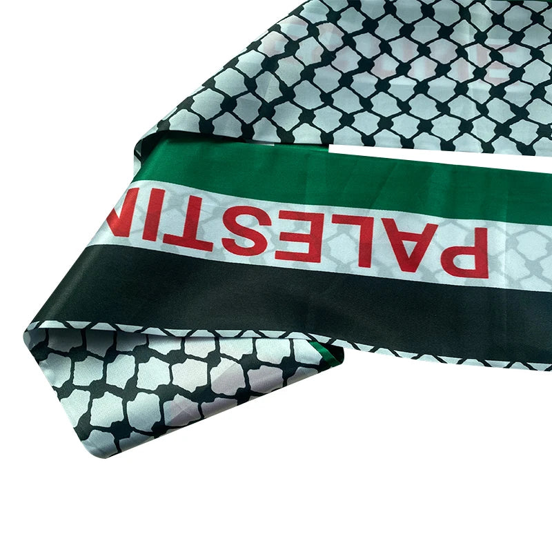 Palästina Schal 14 × 130 cm – Satin-Fanschal mit Palästina-Flagge