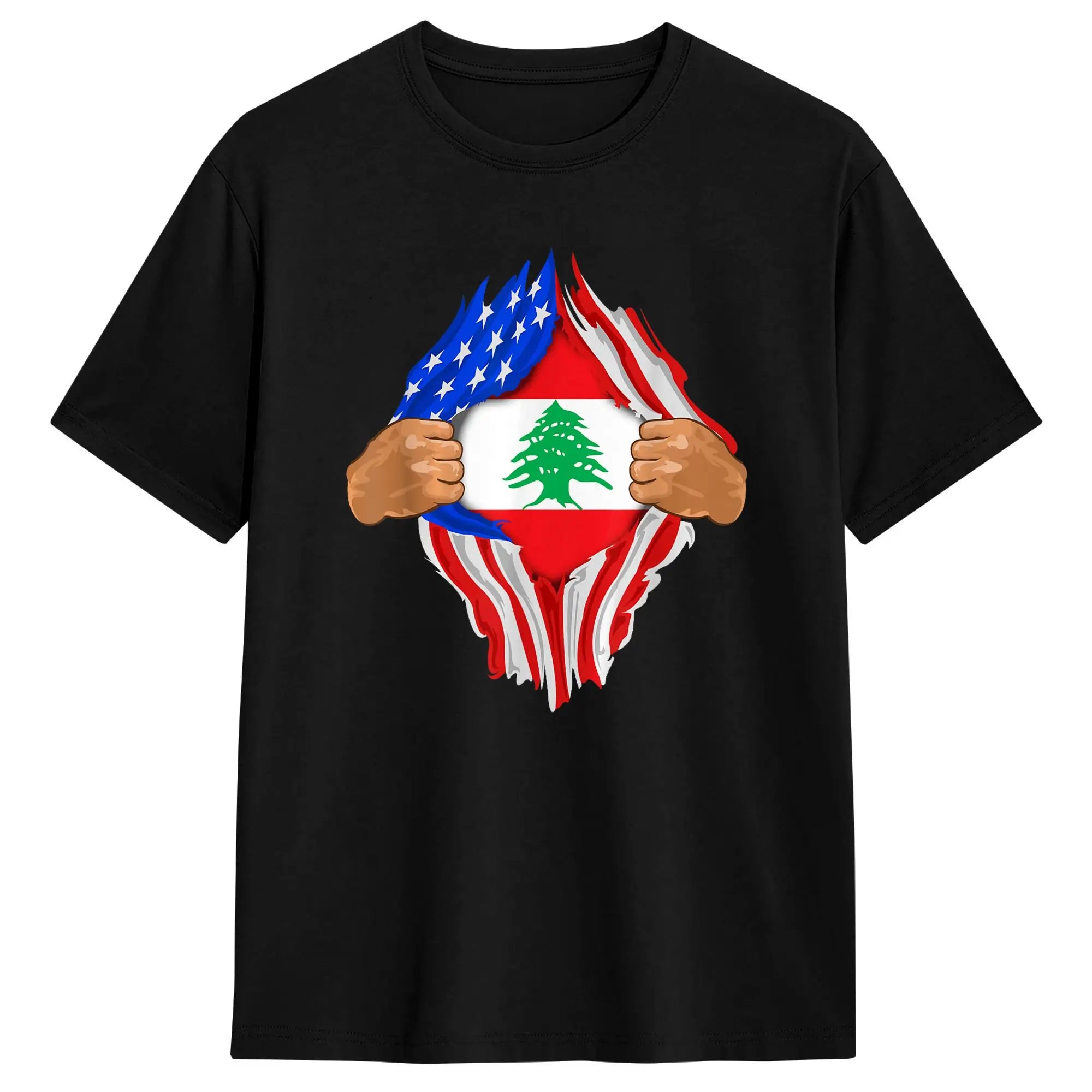 Libanon & Palästina T-Shirt aus 100 % Baumwolle – Unisex Kurzarmshirt mit Flaggen-Design