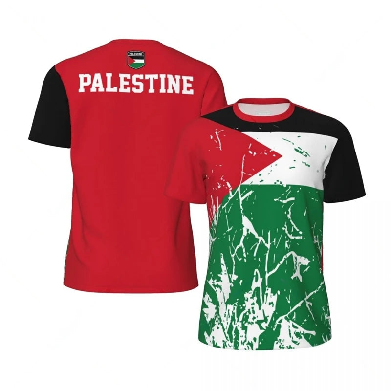 Palästina Fußball T-Shirt mit Flaggenmotiv – Atmungsaktives Unisex 3D-Print Jersey